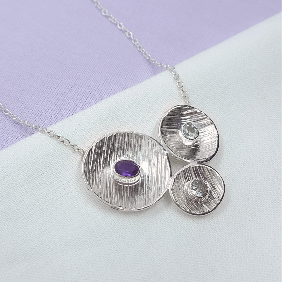 amethyst and silver statement necklace