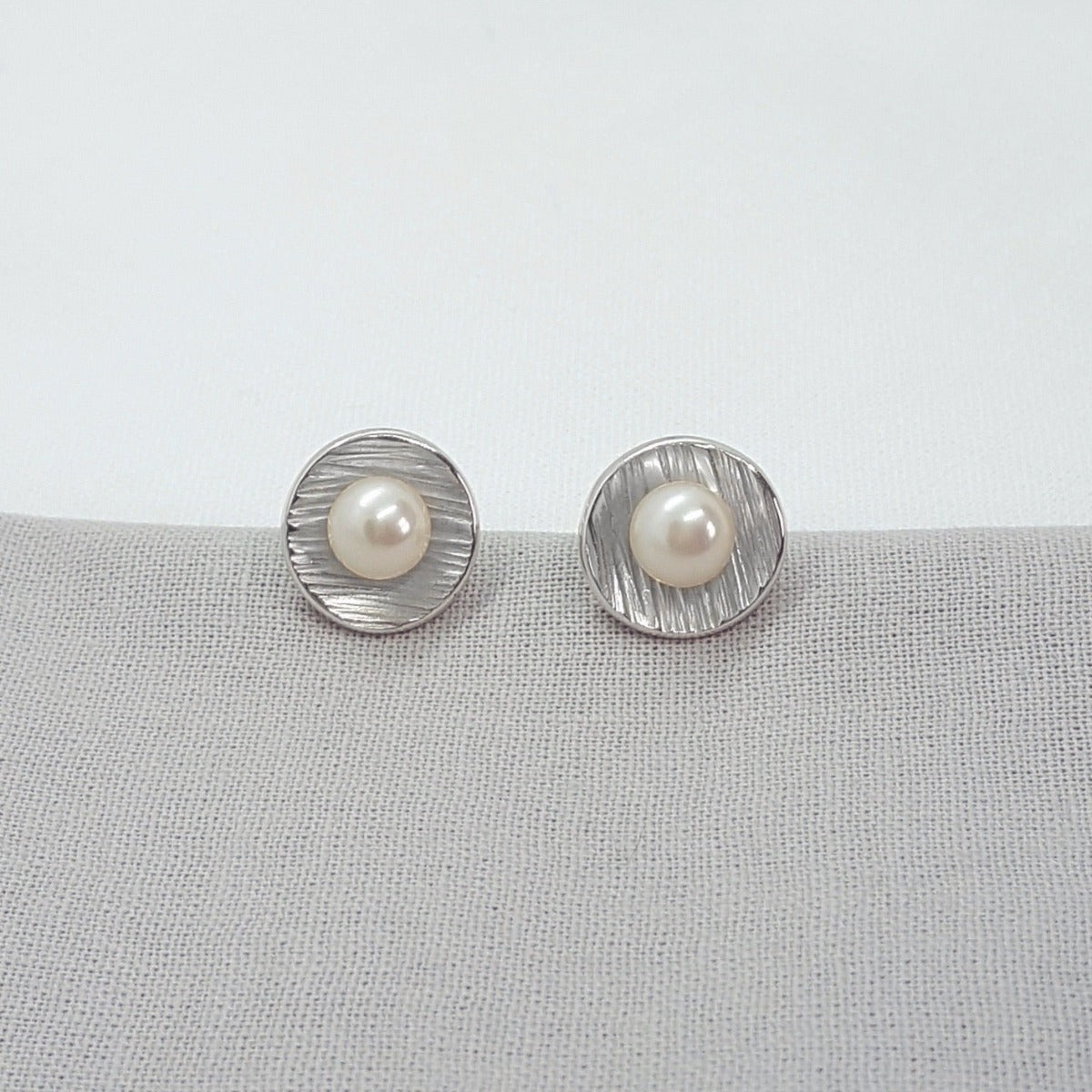 Large white freshwater pearl and silver handmade earrings