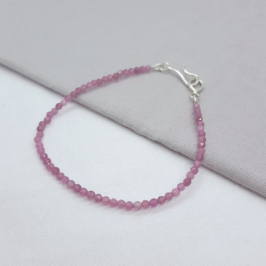 pink tourmaline bracelet with a handmade silver clasp