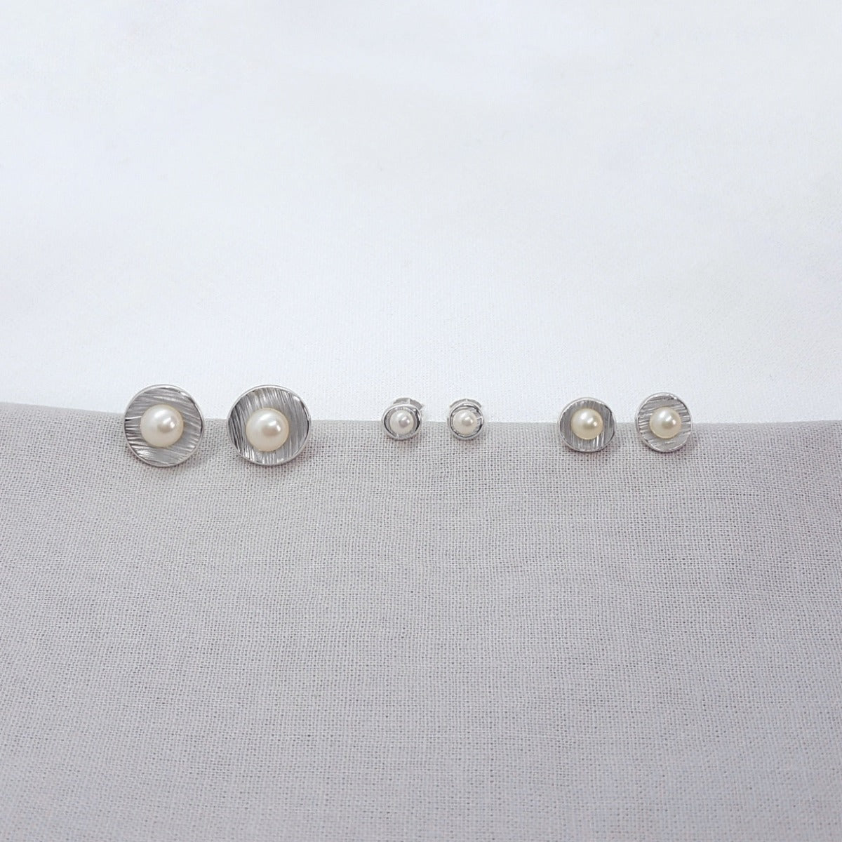 Large White Pearl and Silver Earrings