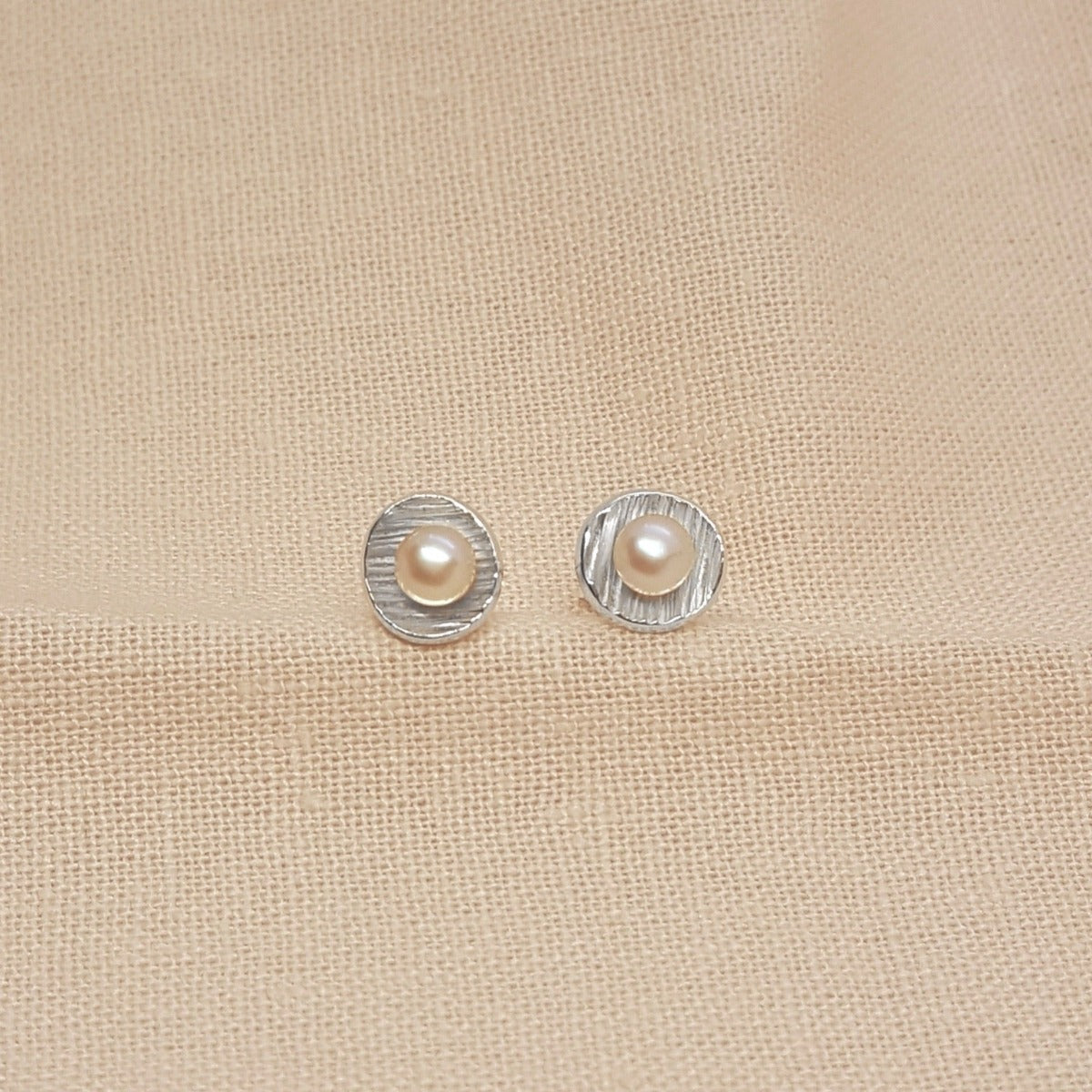 peach freshwater pearl silver handmade earring