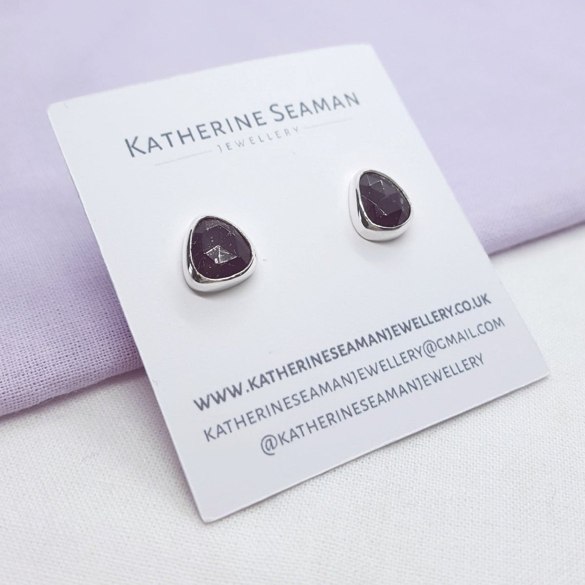 Black Tourmaline and Silver Earrings - Katherine Seaman Jewellery