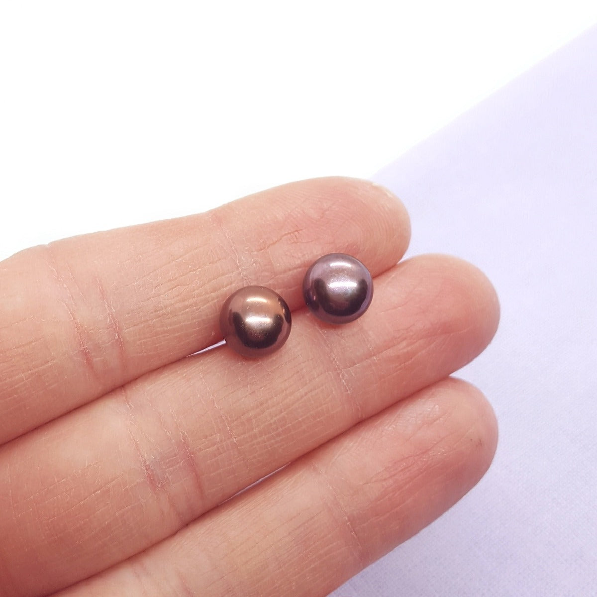 Large bronze coloured freshwater pearl earrings