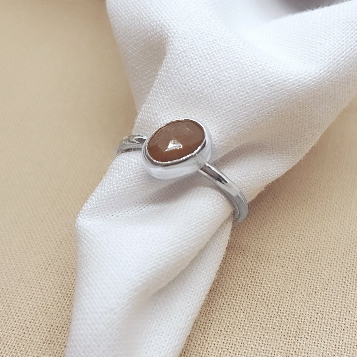 Brown Rose Cut Sapphire and Silver Ring - Katherine Seaman Jewellery