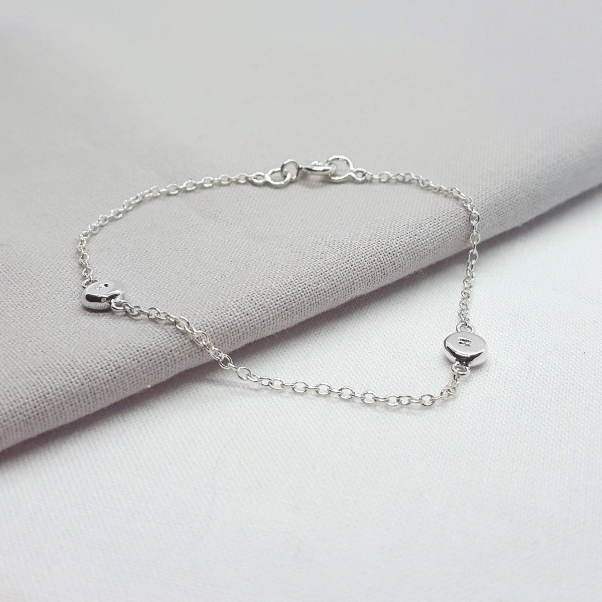 Double Initial Silver Bracelet - Katherine Seaman Jewellery