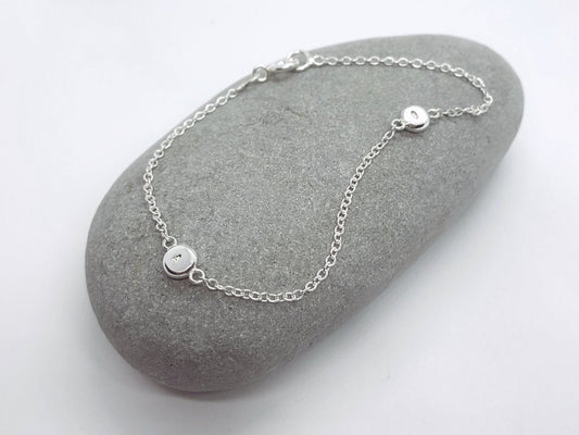 Double Initial Silver Bracelet - Katherine Seaman Jewellery