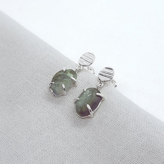 Green Tourmaline and Silver Drop Earrings - Katherine Seaman Jewellery