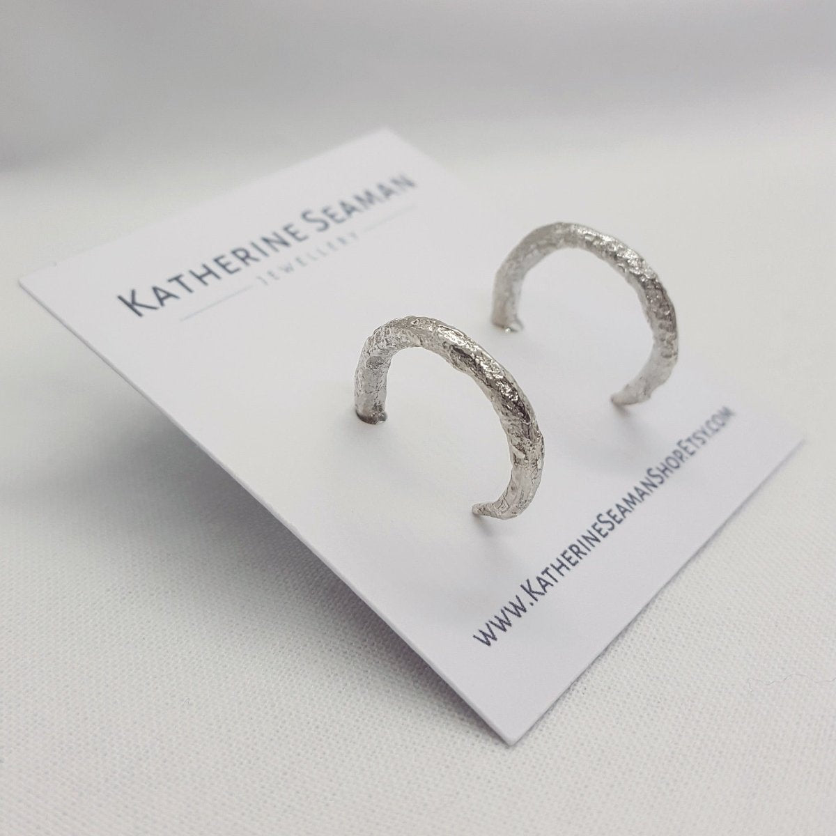 Handmade Textured Silver Hoops - Katherine Seaman Jewellery