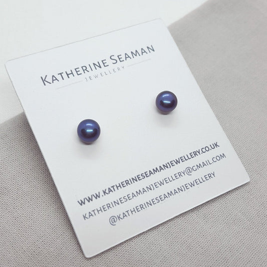 Large Peacock Pearl and Silver Earrings - Katherine Seaman Jewellery