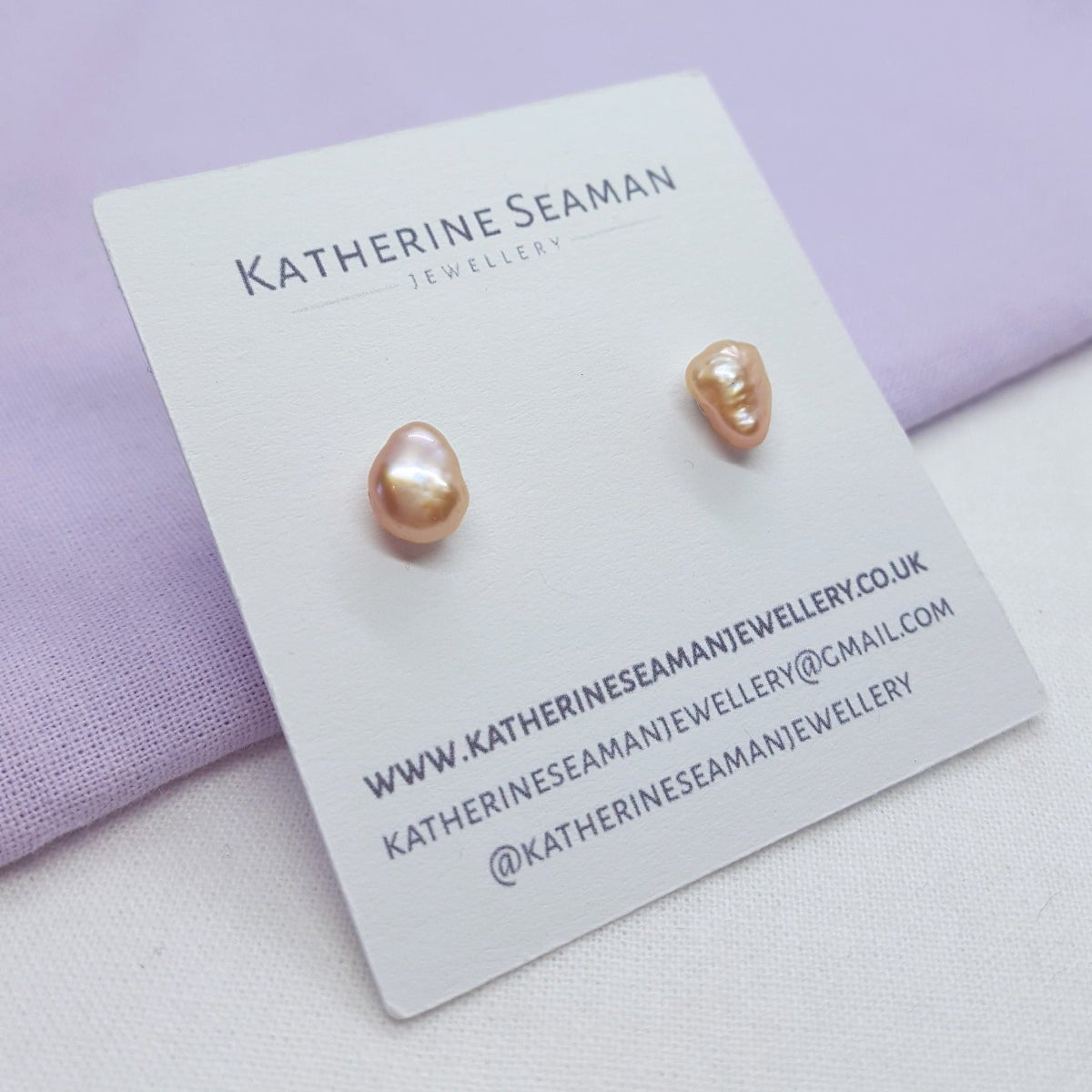 Light Pink Keshi Pearl and Silver Earrings - Katherine Seaman Jewellery