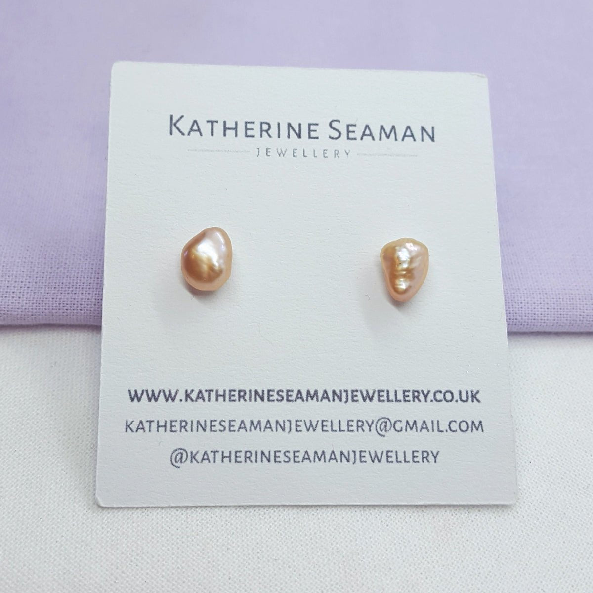 Light Pink Keshi Pearl and Silver Earrings - Katherine Seaman Jewellery
