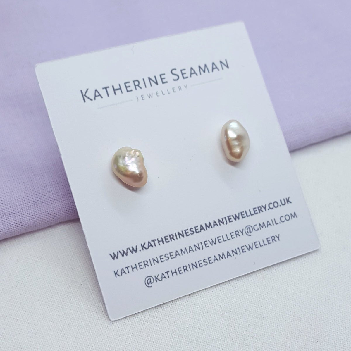 Light Pink Keshi Pearl and Silver Earrings - Katherine Seaman Jewellery