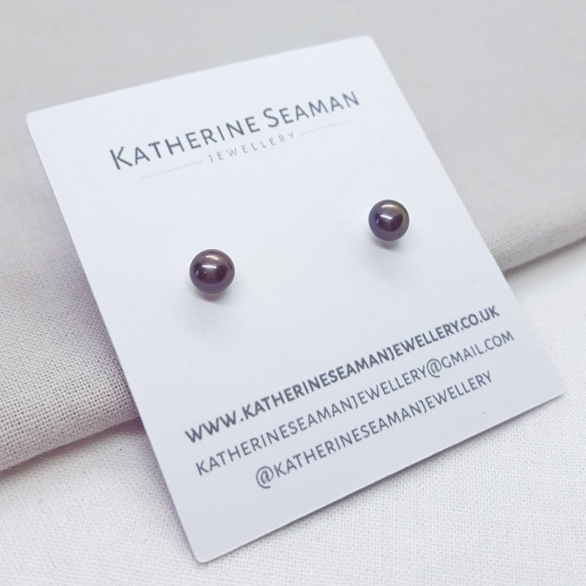 Medium Peacock Pearl and Silver Earrings - Katherine Seaman Jewellery
