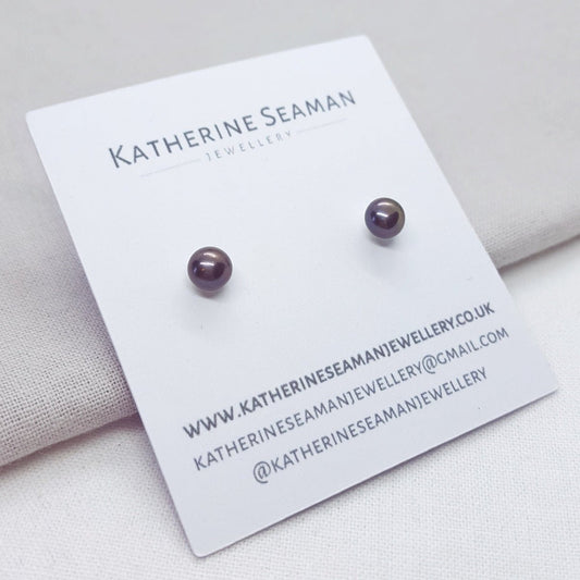 Medium Peacock Pearl and Silver Earrings - Katherine Seaman Jewellery