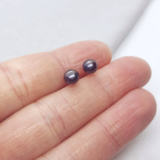 Medium Peacock Pearl and Silver Earrings - Katherine Seaman Jewellery