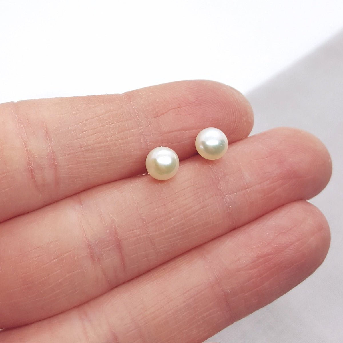 Medium White Pearl and Silver Earrings - Katherine Seaman Jewellery