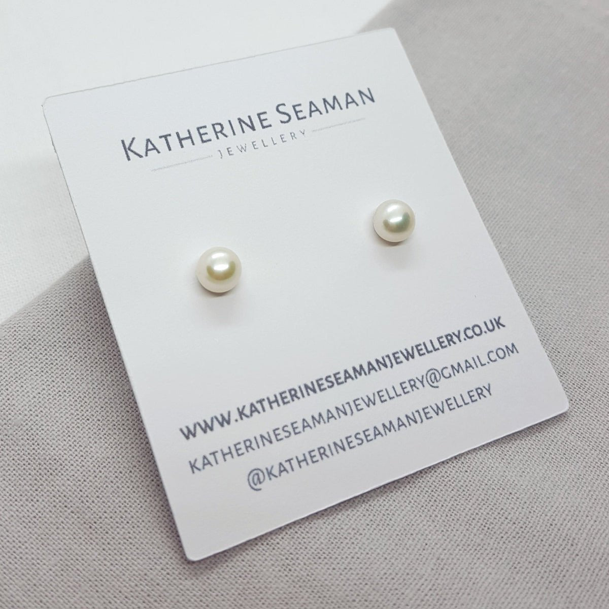 Medium White Pearl and Silver Earrings - Katherine Seaman Jewellery