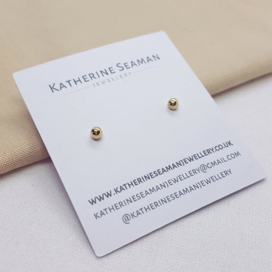 Mini Yellow Gold and Silver Ball Studs - Katherine Seaman Jewellery