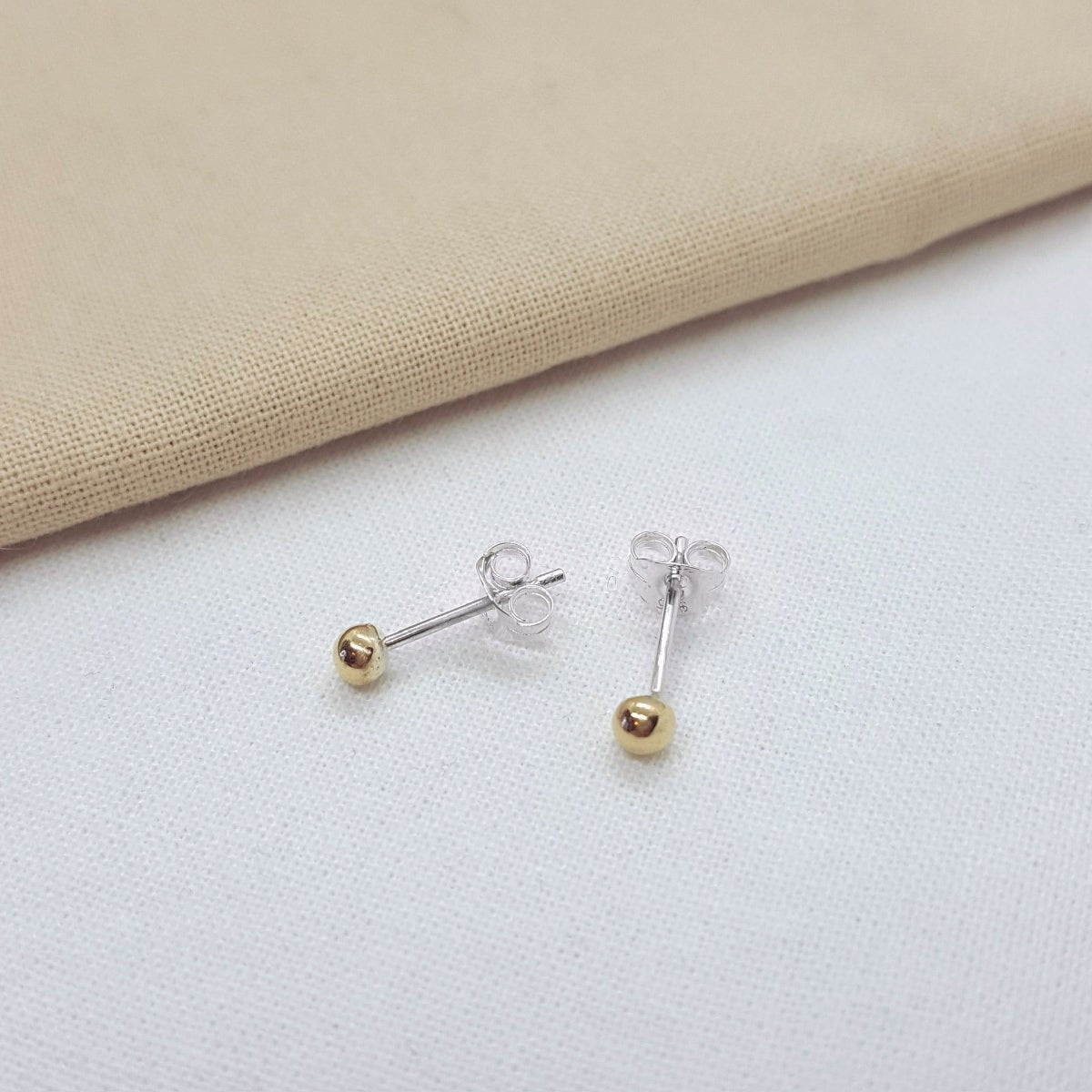 Mini Yellow Gold and Silver Ball Studs - Katherine Seaman Jewellery
