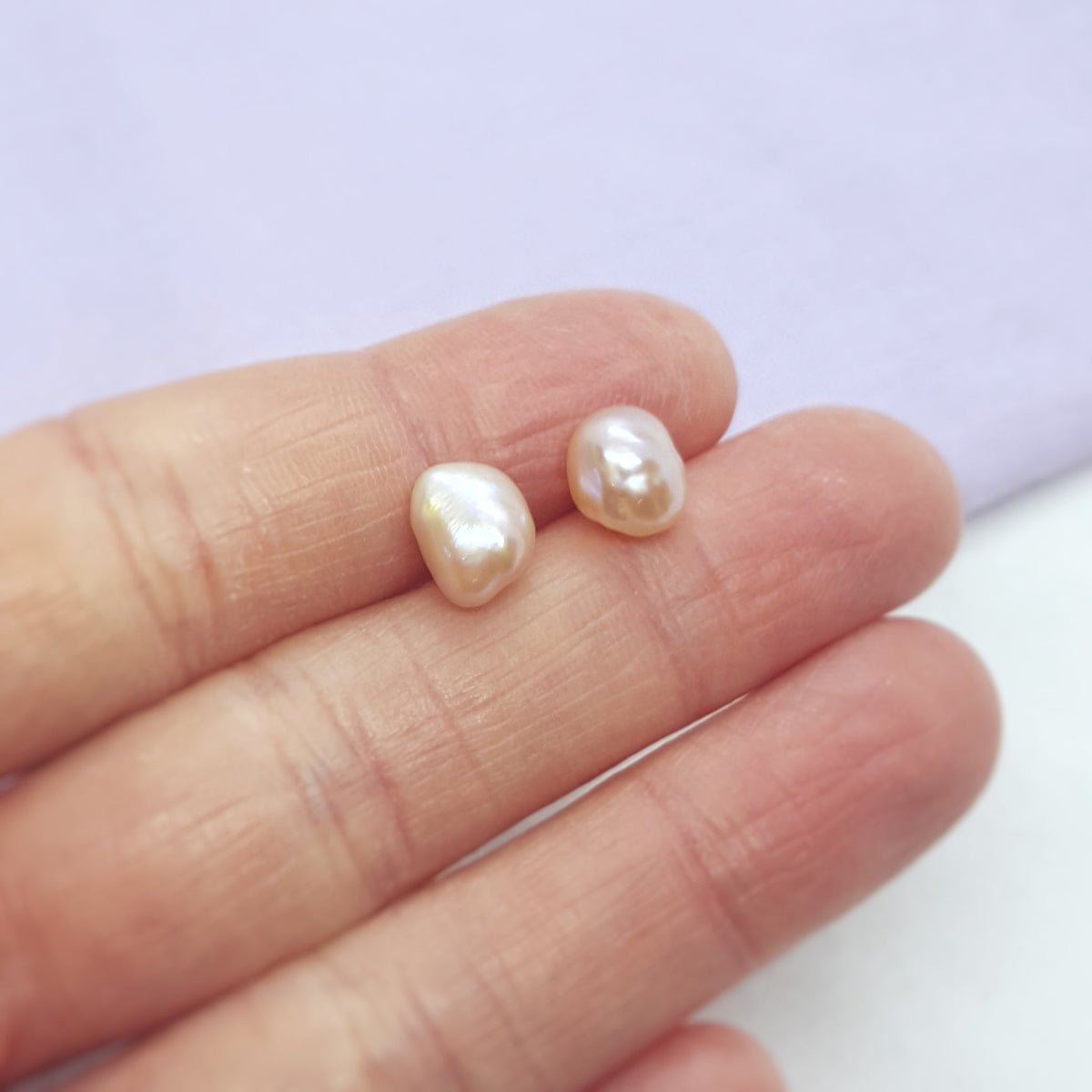Pale Pink Keshi Pearl and Silver Earrings - Katherine Seaman Jewellery