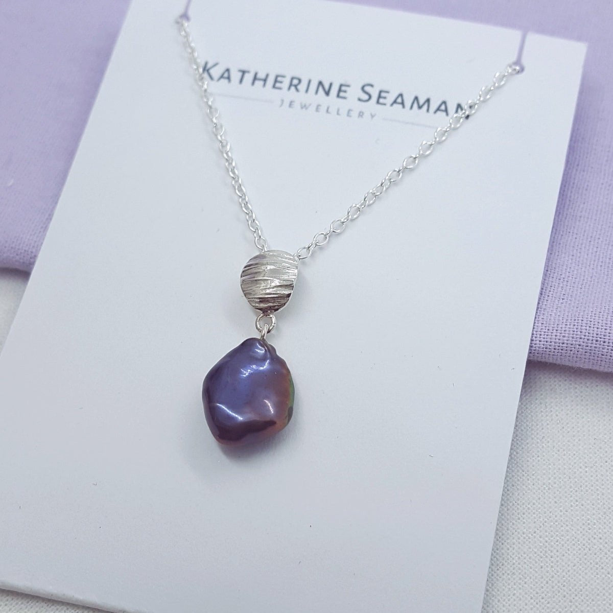 Peacock Keshi Pearl and Silver Necklace - Katherine Seaman Jewellery
