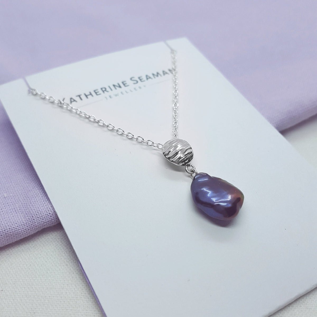 Peacock Keshi Pearl and Silver Necklace - Katherine Seaman Jewellery
