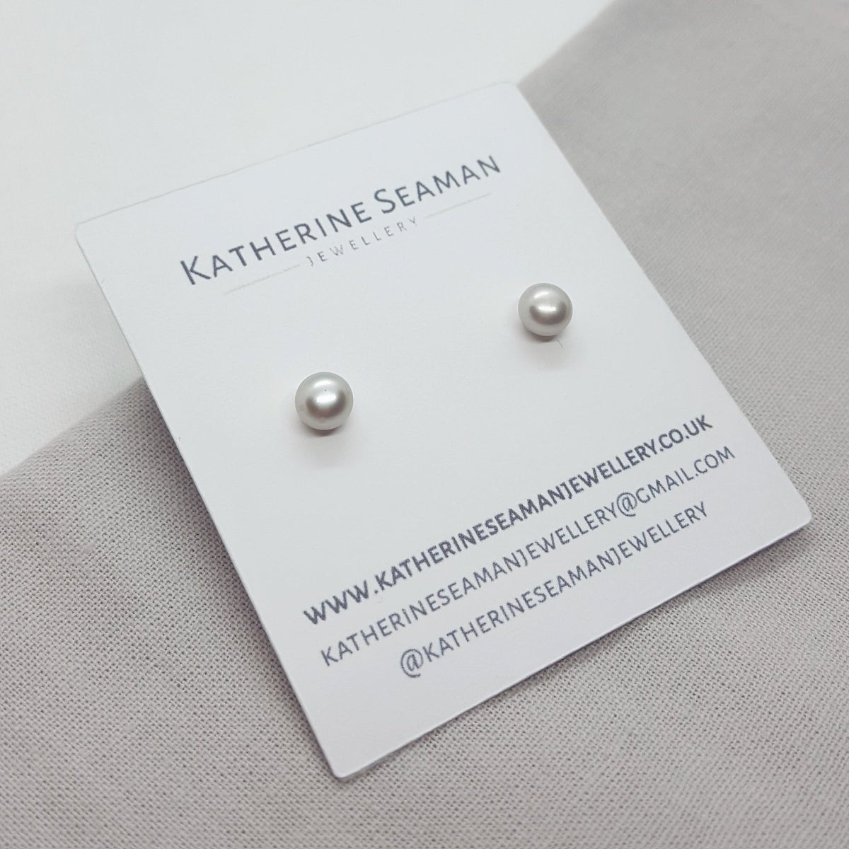 Small Grey Pearl and Silver Earrings - Katherine Seaman Jewellery