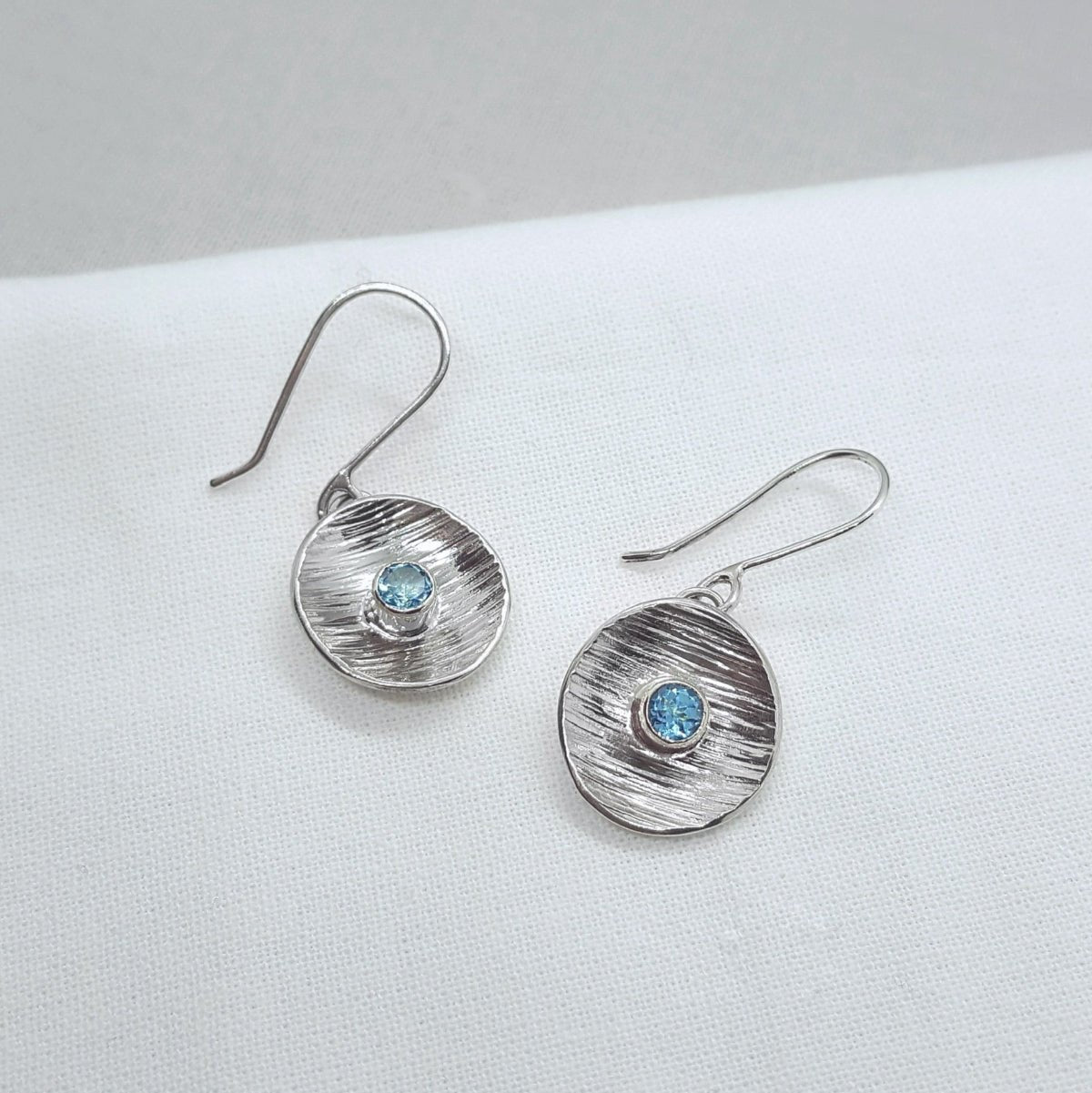 Swiss Blue Topaz and Silver Drop Earrings - Katherine Seaman Jewellery