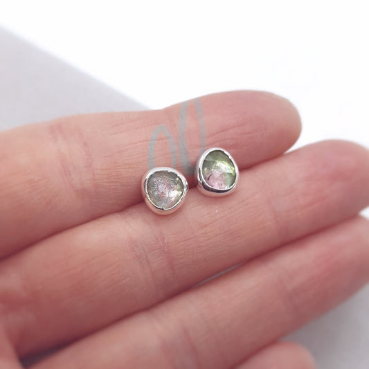 Watermelon Tourmaline and Silver Earrings - Katherine Seaman Jewellery