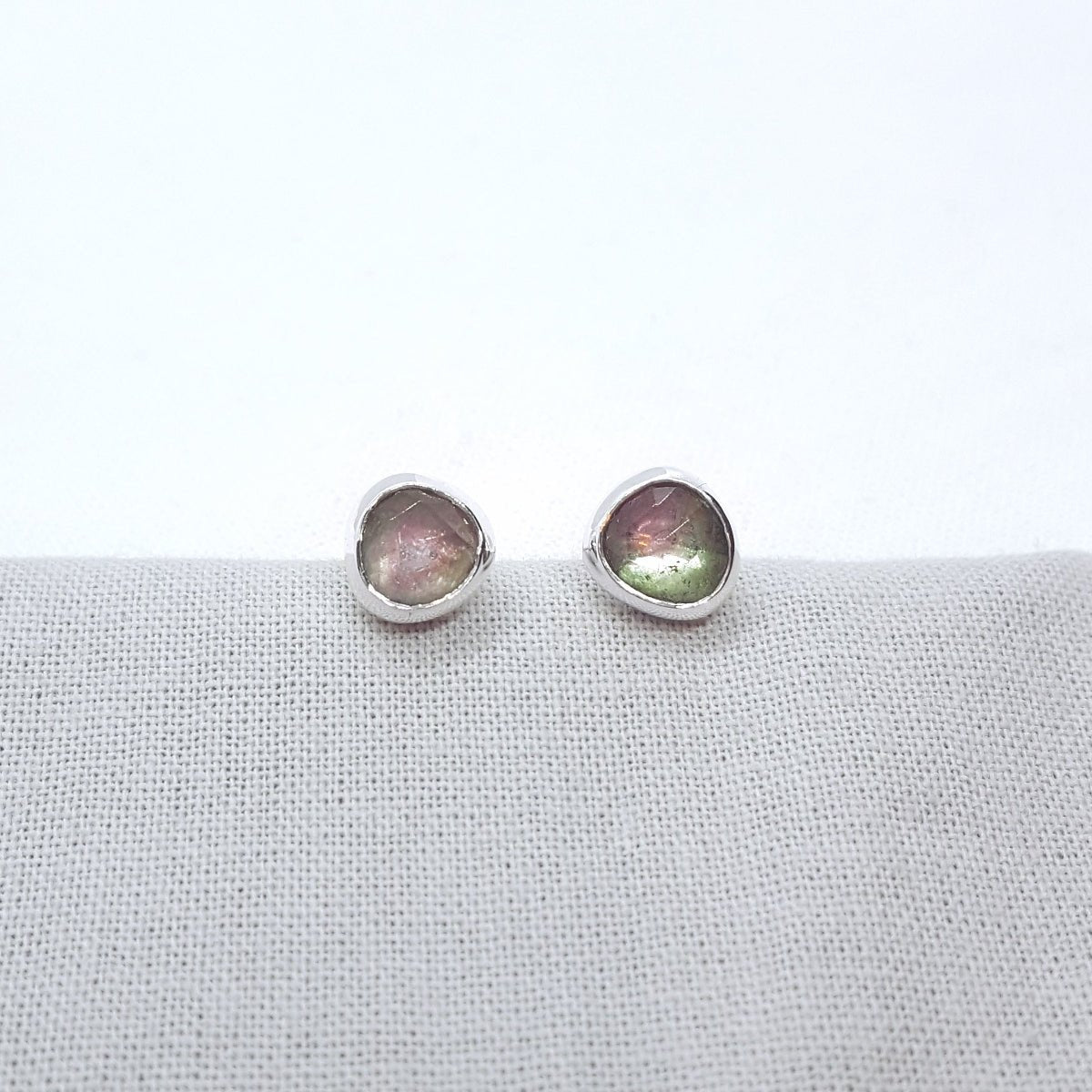 Watermelon Tourmaline and Silver Earrings - Katherine Seaman Jewellery