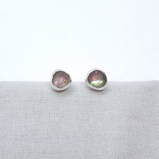 Watermelon Tourmaline and Silver Earrings - Katherine Seaman Jewellery