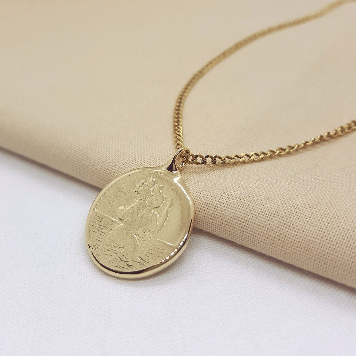 9ct yellow gold st christopher necklace