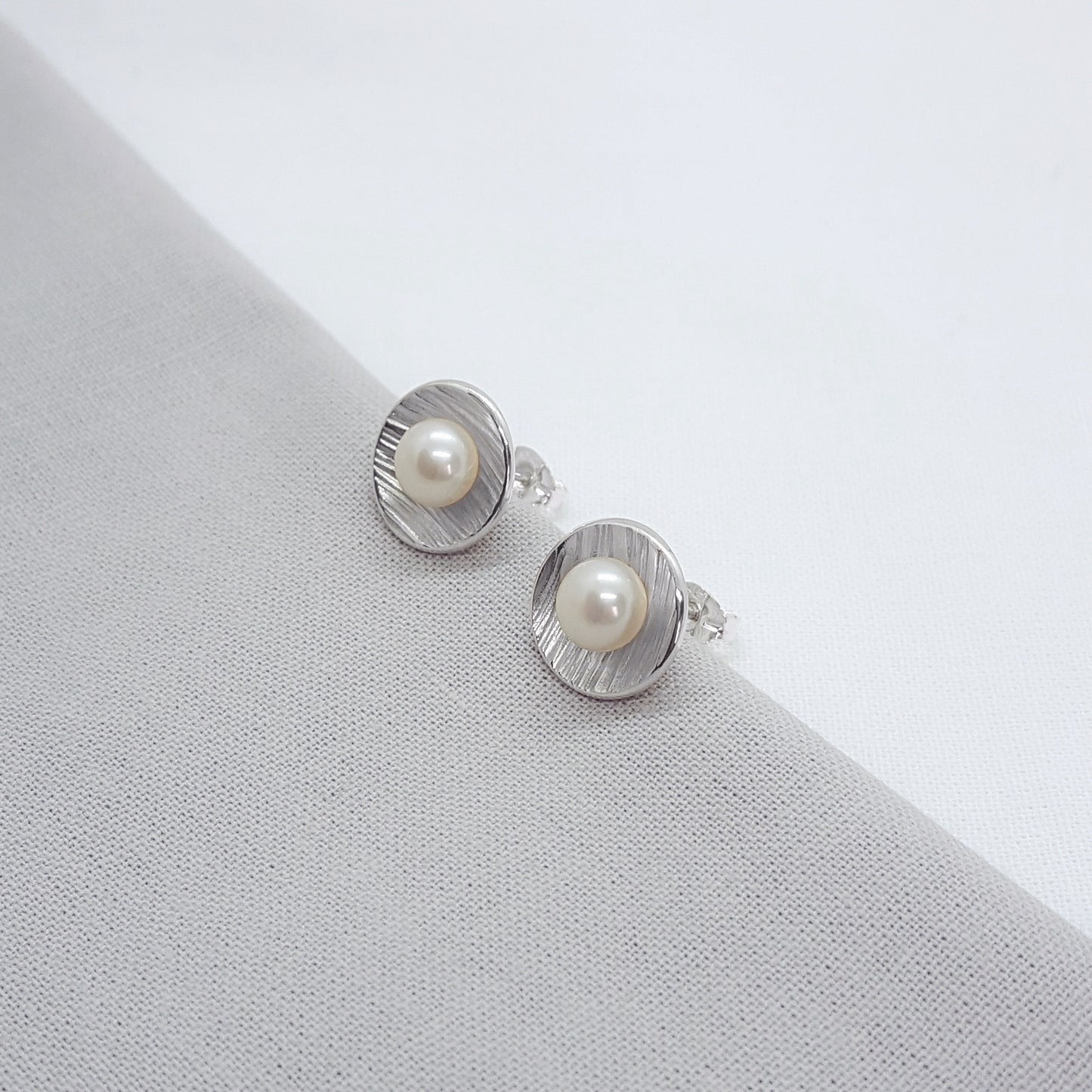 Large Peach Pearl and Silver Earrings