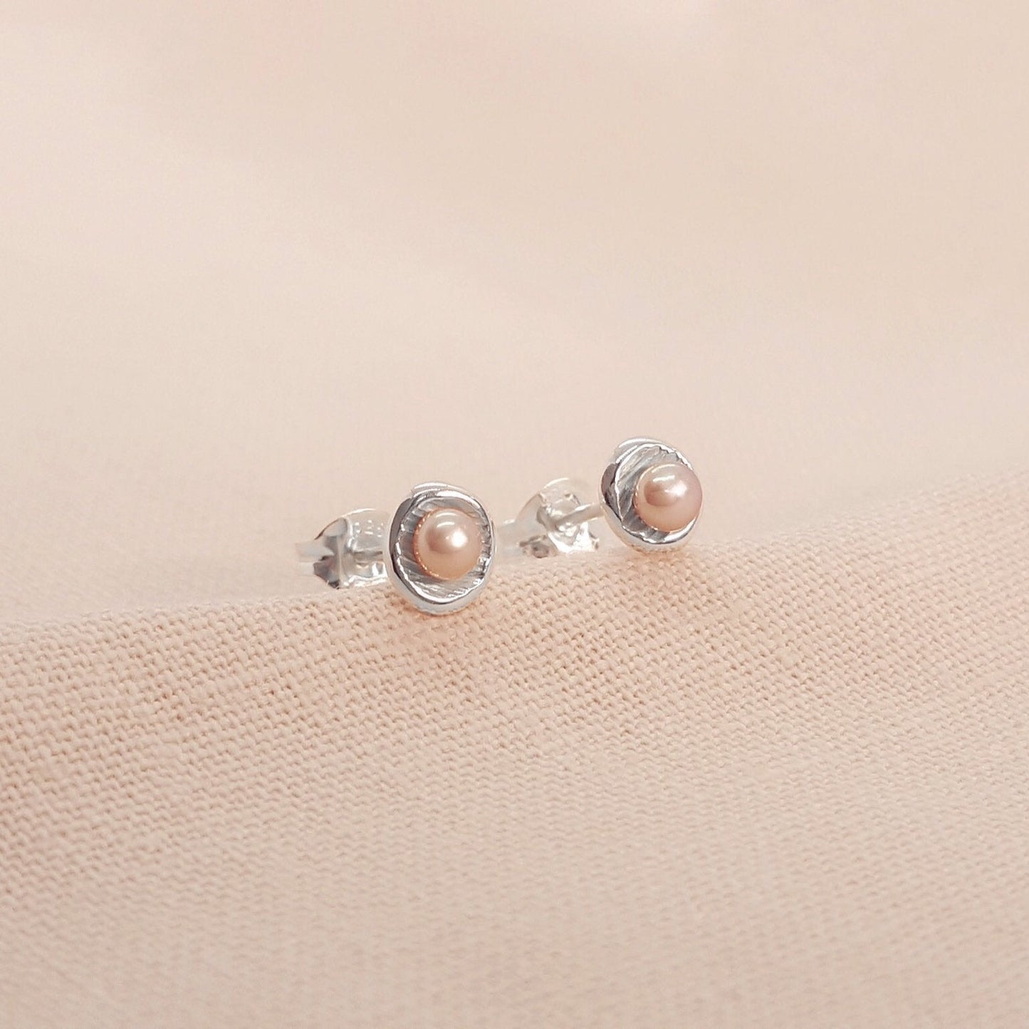 Mini White Pearl and Silver Earrings