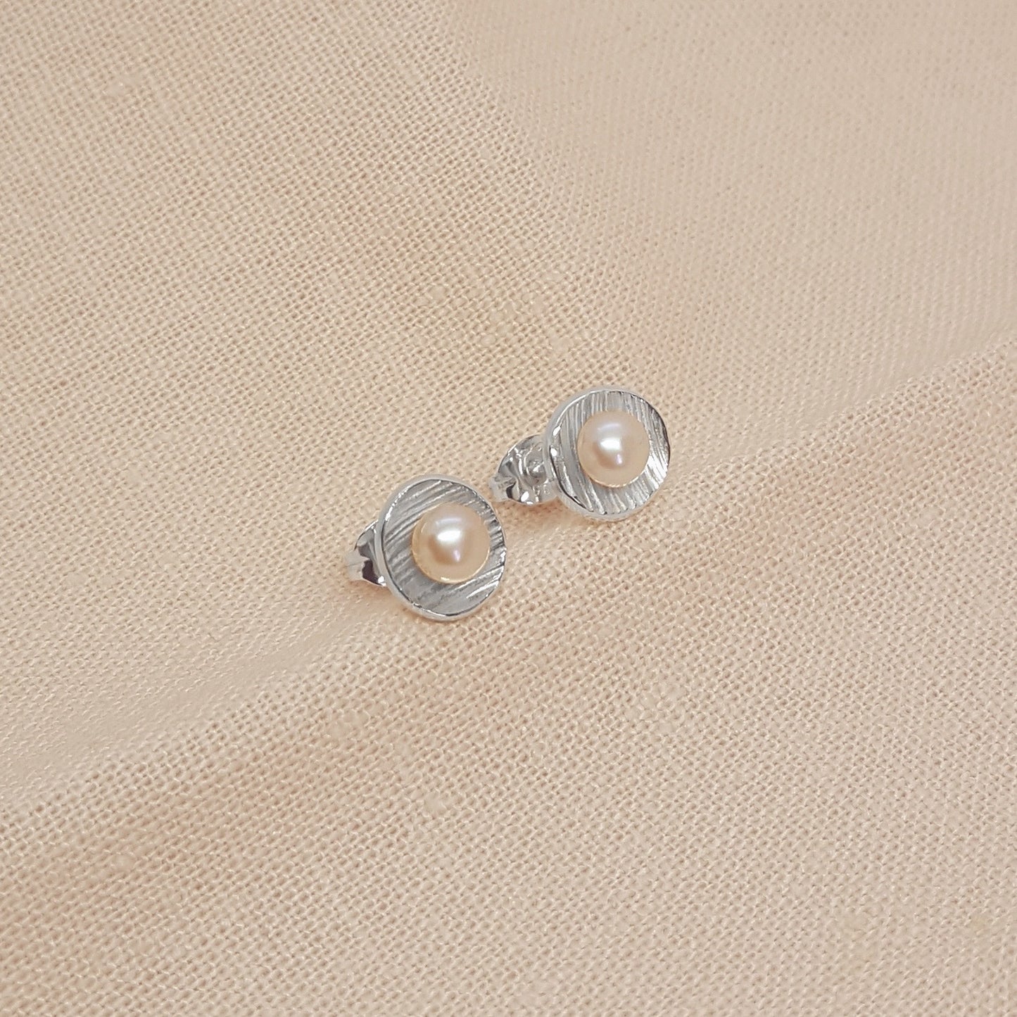 Small White Pearl and Silver Earrings