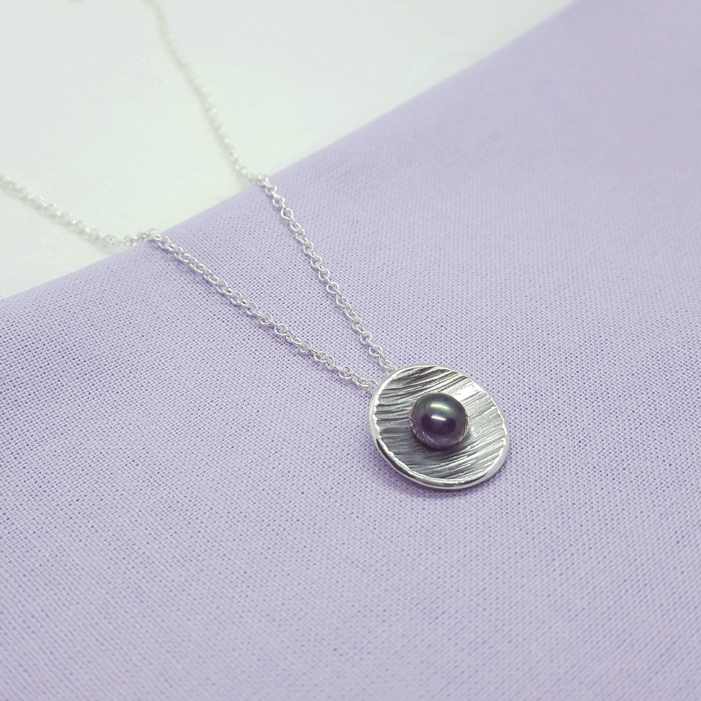 Peach Pearl and Silver Pendant