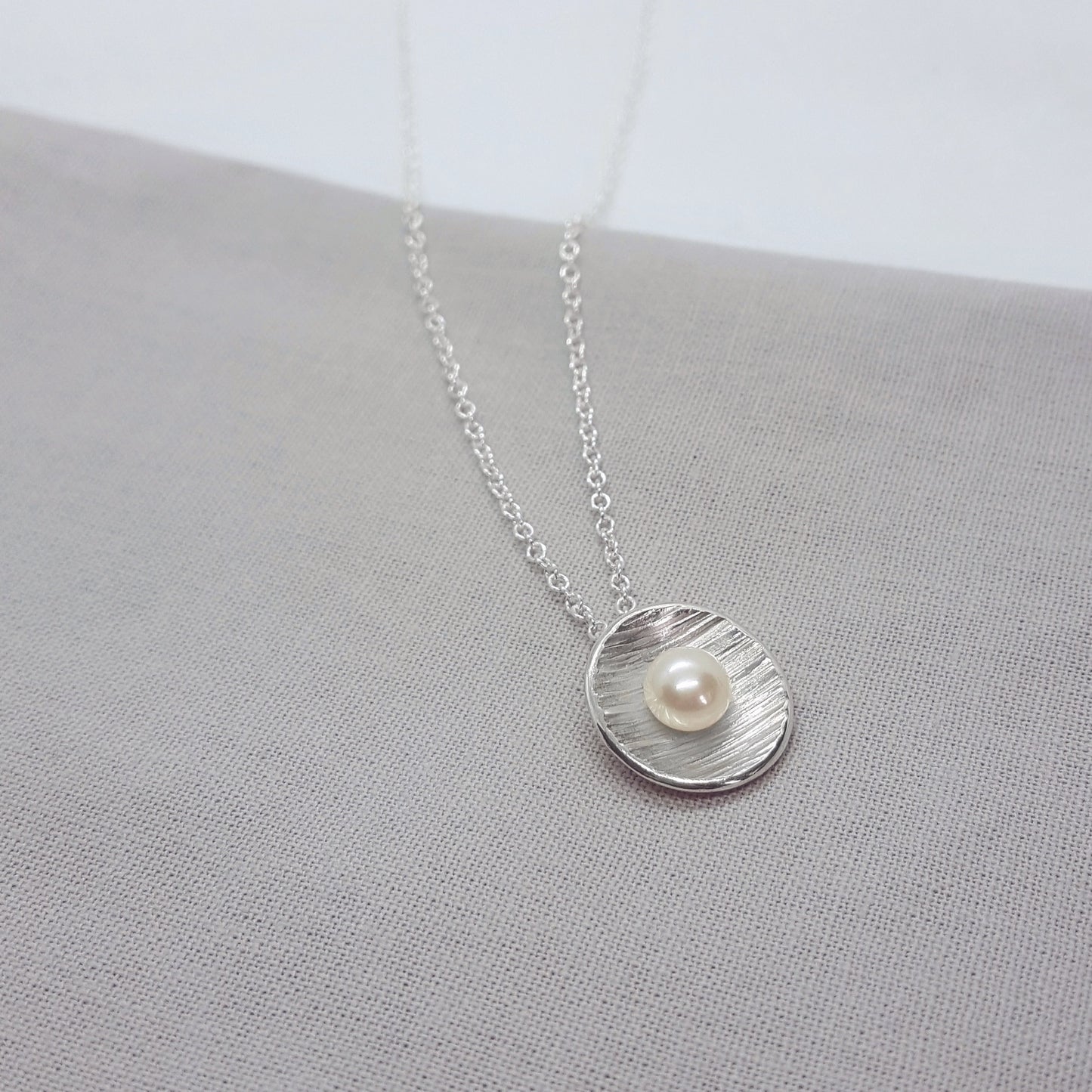 Peach Pearl and Silver Pendant